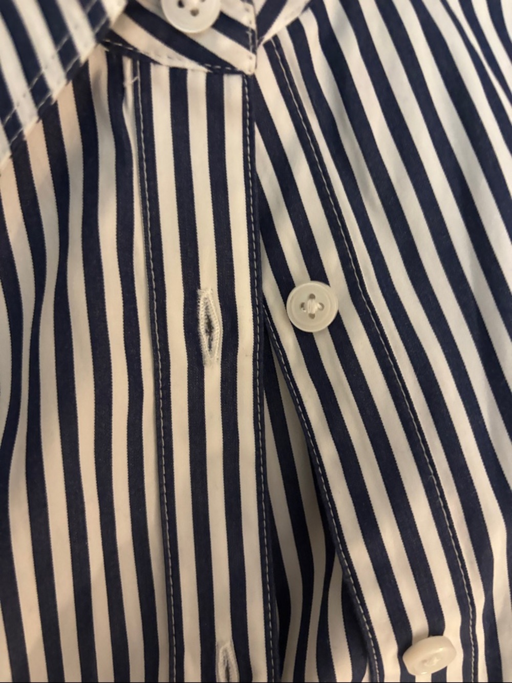 J. Crew Navy and White Striped Maxi Shirt Dress with Tie Waist - Picture 3 of 3
